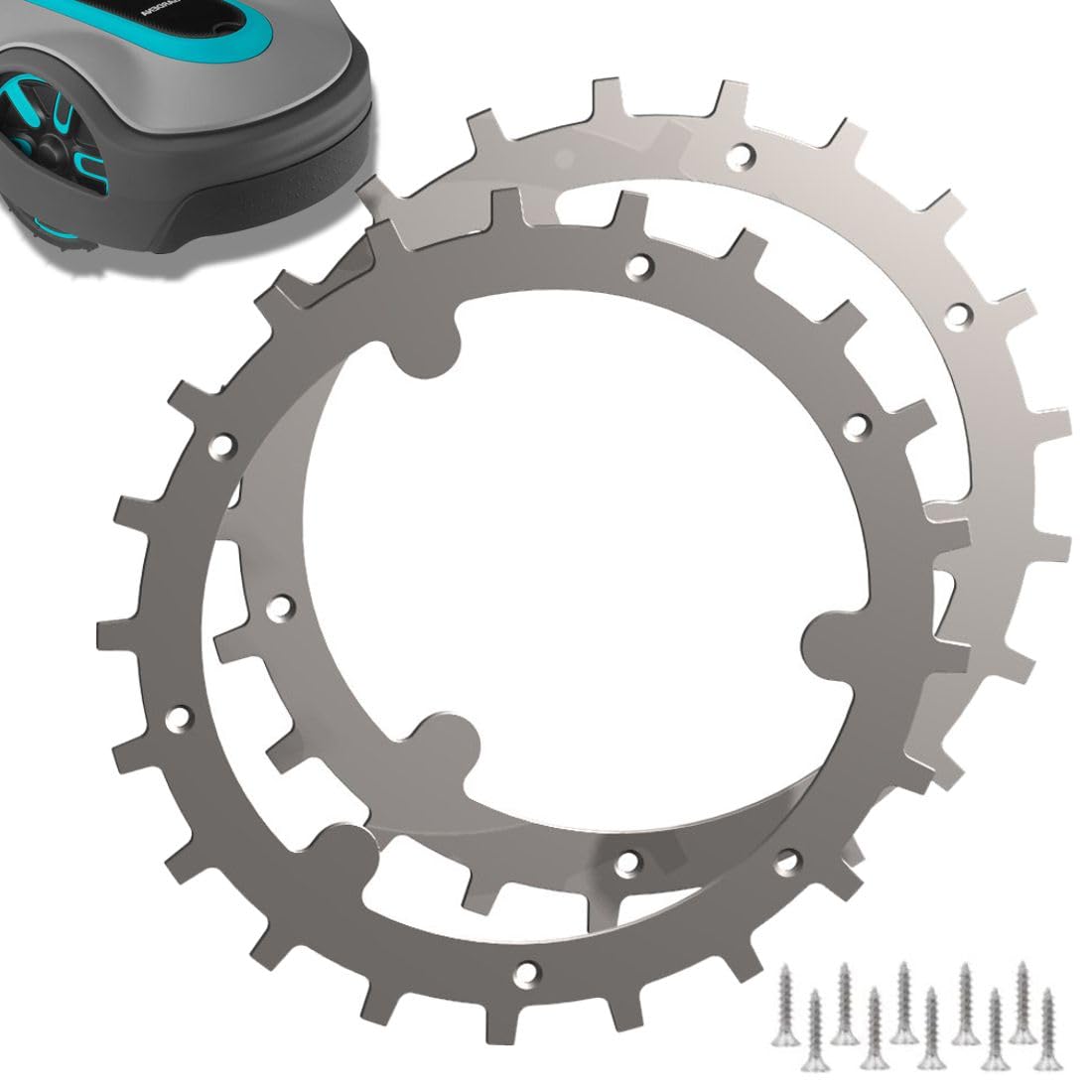 Spikes per Gardena Sileo Live – Acciaio inossidabile – Miglioramento della trazione per robot tosaerba, robot tosaerba, per ruote motrici, 12 viti in acciaio inox