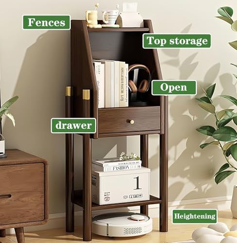 Estantería de bambú con cajón, mueble organizador de libros, estante de almacenamiento para estudio 5