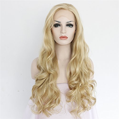 Ebingoo Long Loose Curly Charming Blonde Lace Front Wig Glueless Golden Hair Heat Resistant Synthetic Fiber Wigs (26 inches)