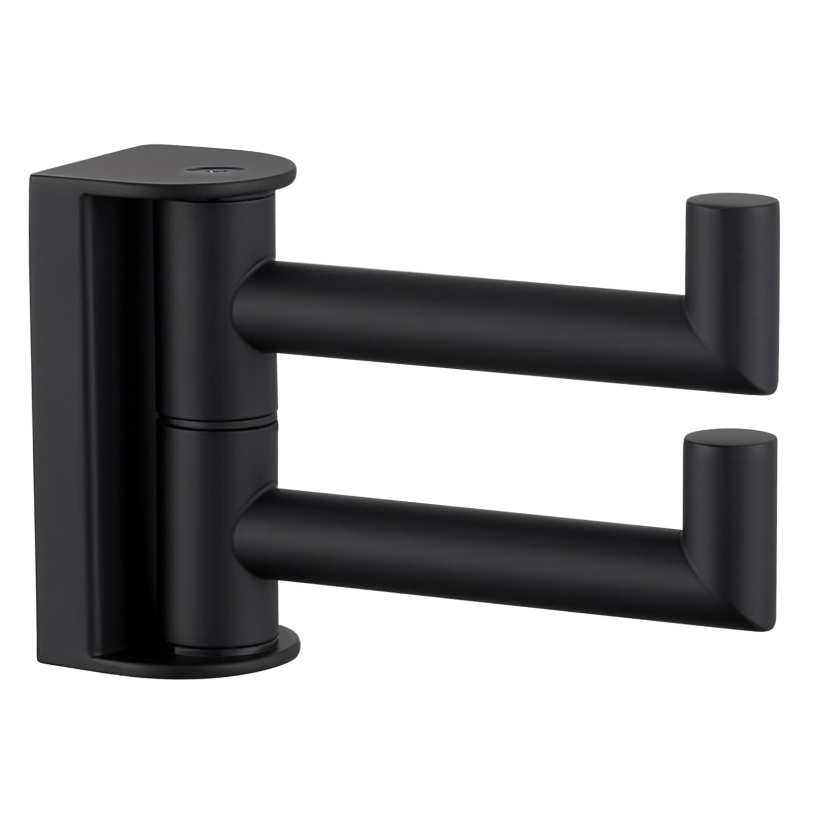 Angle Simple Swivel Double Towel Hook Matte Black, 304 Stainless Steel Robe Hook for Bathroom