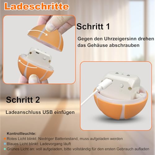 Gytera selbstrollender Ball Hund, Interaktives hundeball elektrisch LED hundespielzeug, smart Active Rolling Ball Hund mit USB-Kabel für Hunde Spielen für langeweile drinnen draußen