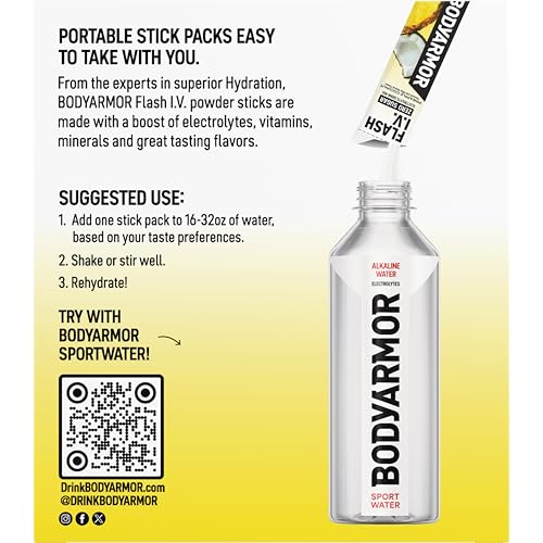 Image of BODYARMOR Flash I.V. Electrolyte Packets, Pineapple Coconut, Zero Sugar Drink Mix, Single Serve Packs, Coconut Water Powder, Hydration for Workout, Travel Essential, Add Sticks to Liquid (15 Count)