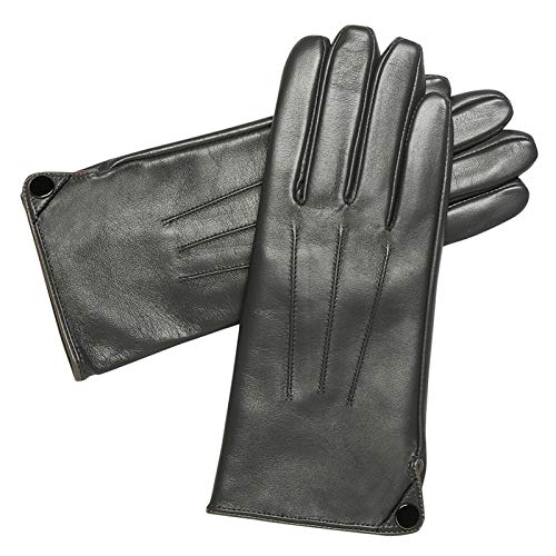 Womens Winter Luxury Sheepskin Leather Gloves - Acdyion Touchscreen Windproof Driving Gloves With Cashmere Lining (Gray, Medium)