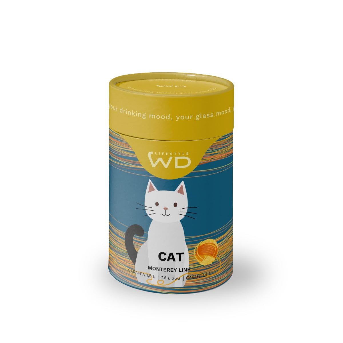 Wd Lifestyle - Caraffa in Vetro Borosilicato 1,5 Litri con Decorazione Interna (Gatto)