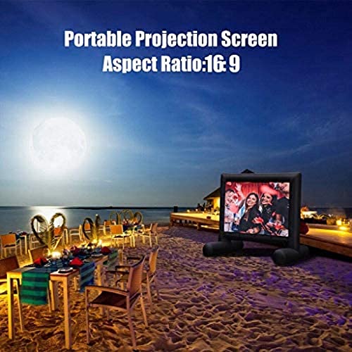 Pantalla de cine inflable 14 pies / 4.3 m 16:9 HD pantalla de proyección portátil de lona para fiestas al aire libre con bolsa de almacenamiento miniatura 7
