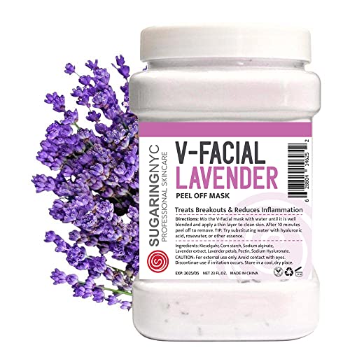 Sugaring NYC Vajacial Jelly Mask Peel-Off Bikini Underarms Area Peel Mask - Lavender with Pieces of Lavender - Professional Size 23oz