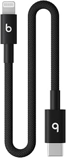 Beats USB-C auf Lightning Gewebtes Kurzes Kabel, Schnelles Laden, Langlebiges und Verwicklungsfreies Design, Kompatibles Ladegerät für Apple Produkte mit Lightning Anschlüssen (20 cm) – Power-Schwarz