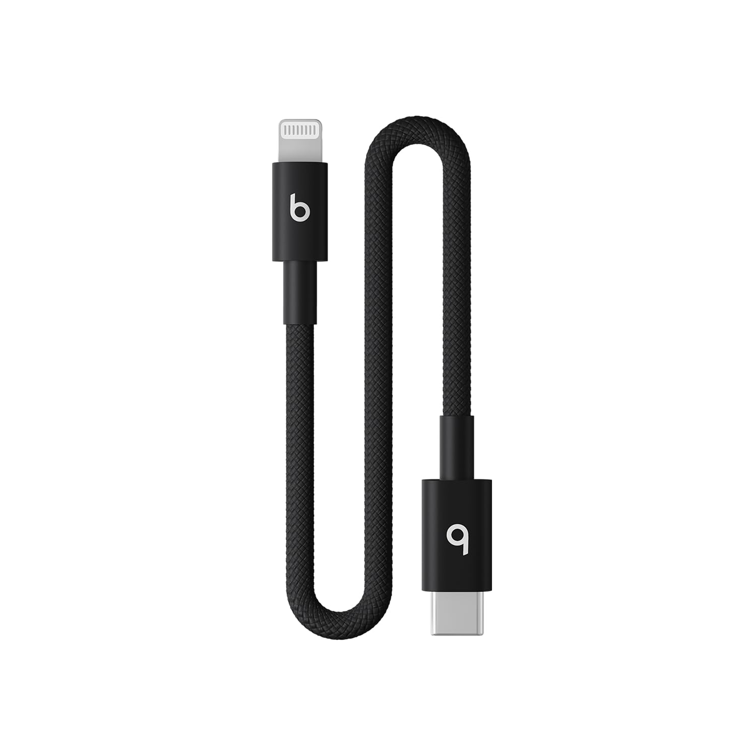 Beats USB-C to Lightning Woven Cable Fast Charging Durable/Tangle-Free Compatible Charger for Apple Devices w Lightning Ports (20 cm) - Bolt Black