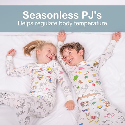 Craftikit® Kids Coloring Pajamas with Markers - Soft Bamboo Viscose 2-Piece Unisex PJs Set, Snug Fit Color Your Own Pajamas4