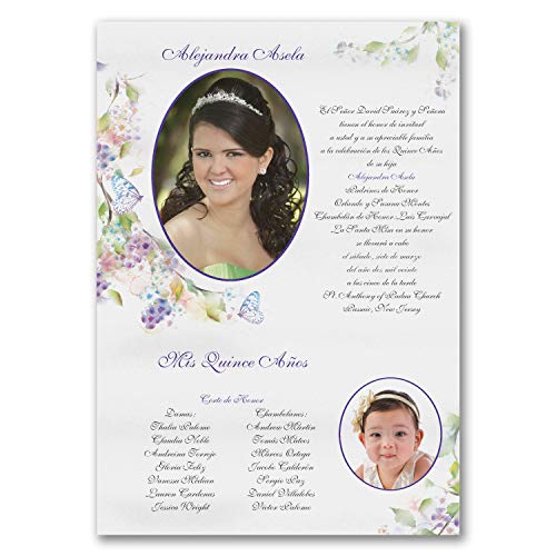 1250pk Feminine Florals - Invitation Scroll-Quinceañera