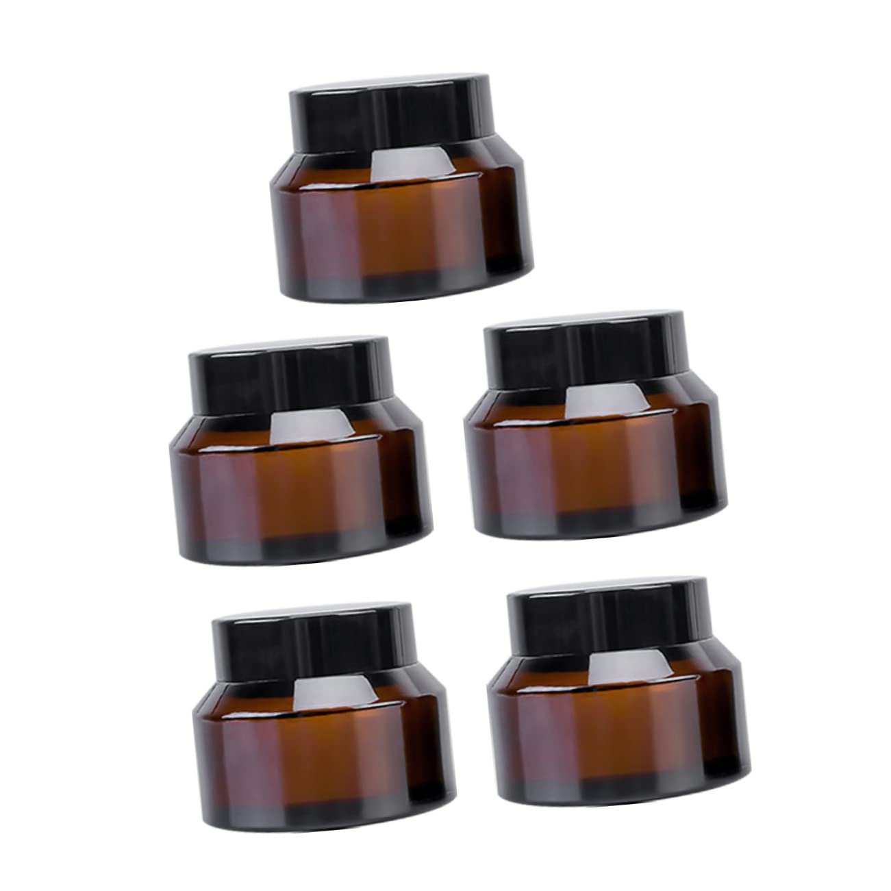 FRCOLOR 5pezzi Vasetti di Crema Marroni in Vetro Bottiglie da Viaggio Resistenti alla Luce per Cosmetici Barattoli Vuoti per Viso Unguenti e Altri Prodotti per Cura