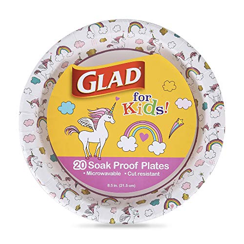 Glad for Kids Unicorn Theme Round Disposable Paper Plates - Heavy...
