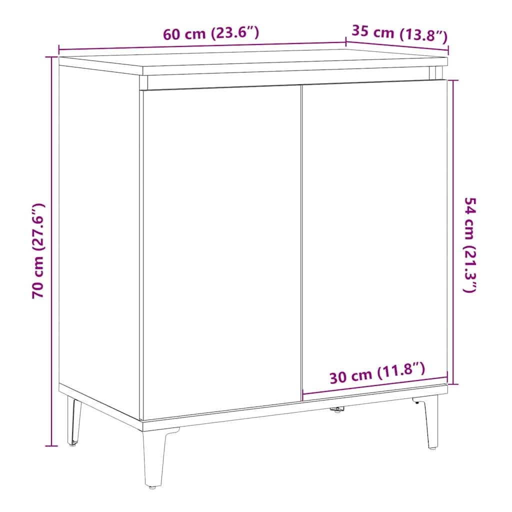 vidaXL Credenza Rovere Artigianale 60x35x70 cm in Legno Multistrato