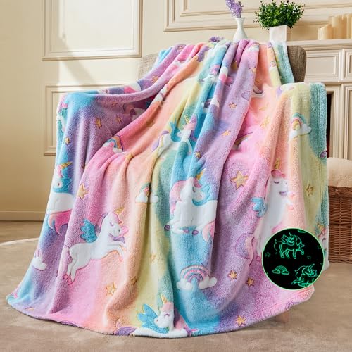 Joiedomi Glow in The Dark Blanket - Unicorns Gifts Toys for...