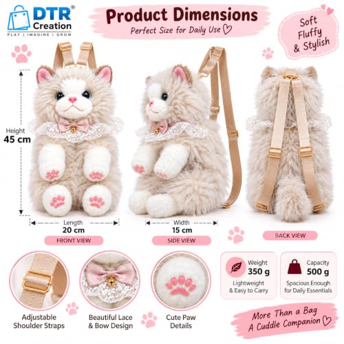 Image of Cute Tiger Plush Sling Bag for Kids | Soft Toy Shoulder Bag with Adjustable Strap | Lightweight Animal Backpack for Boys & Girls | Travel & Gift Bag - Black & White