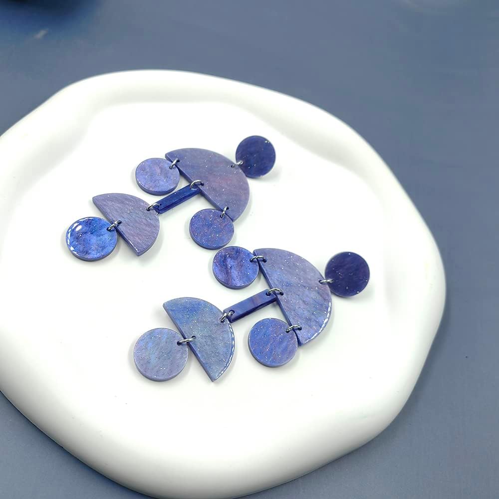 Acrylic Earrings Long Geometric Round Earrings Hoop Rectangular Drop Acetate Earrings Semi-Circular Drop Dangle Earrings Unique Boho Round Acrylic Earrings for Women - Image 7