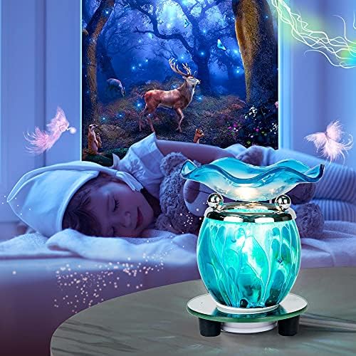 HUNANBANG 3 in 1 Electric Oil Warmer Scented Wax Warmer with with Auto Off Timer Candle Wax Melt Warmer Wax Melter Fragrance Wax Burner(Blue-Timer)