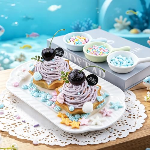 Image of Blue Ocean Mermaid Sprinkles, Edible Seashells Starfish Cake Decorations