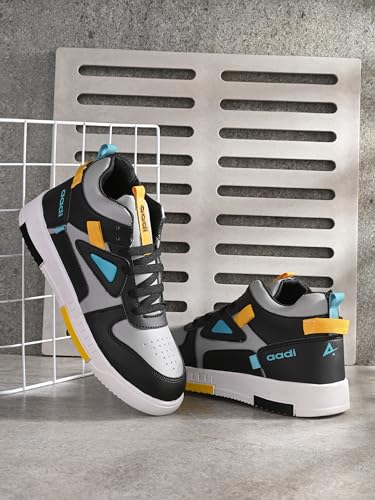 Image of AADI Men's Grey Synthetic Leather Comfortable Lightweight Outdoor Lace Up Running, Walking & Gym Casual Sports Shoes