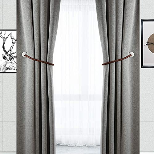 Image of Home Cloud Magnetic Curtain Tiebacks Convenient Drape Tie Backs - Pearl Decorative Rope Holdback Holder for Window Drapries Color Multi (1pair 2 pcs) (Brown)