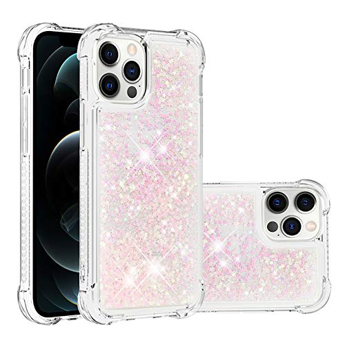 Compatible with iPhone 12 Pro Case Protective Liquid Glitter, Bling Sparkle Flowing Waterfall Liquid Back Cover Soft Rubber Protection Case Glitter Phone Case Scratch Compatible with iPhone 12 Pro