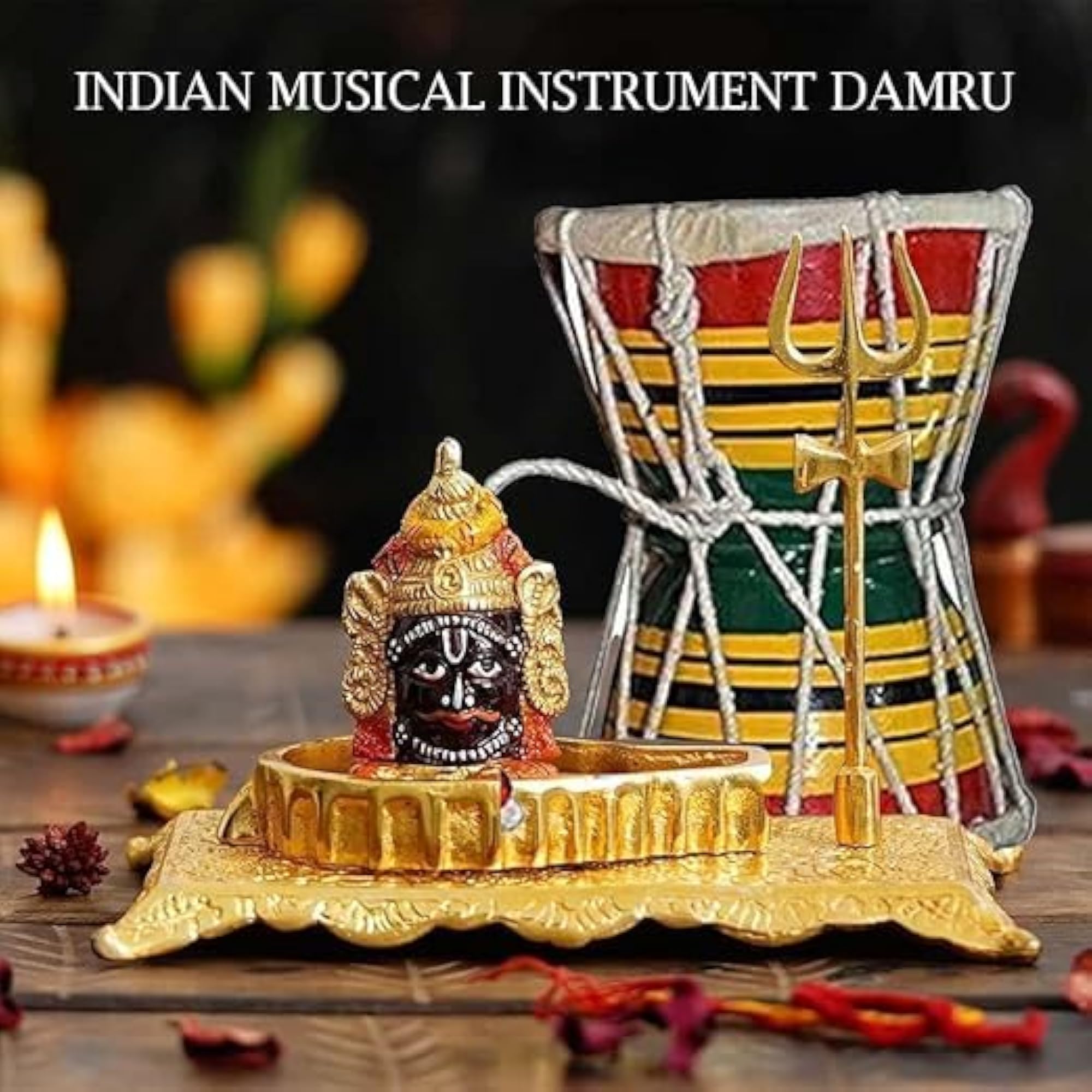 Lord Shiva Wooden Damru Damroo Musical Instrument