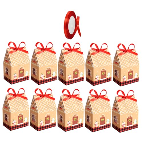 jojofuny クリスマスキャンディ用紙容器 独特デザインの祭り菓子包装箱 紙箱 赤リボン付き 糖果盒礼品 小 ボックス