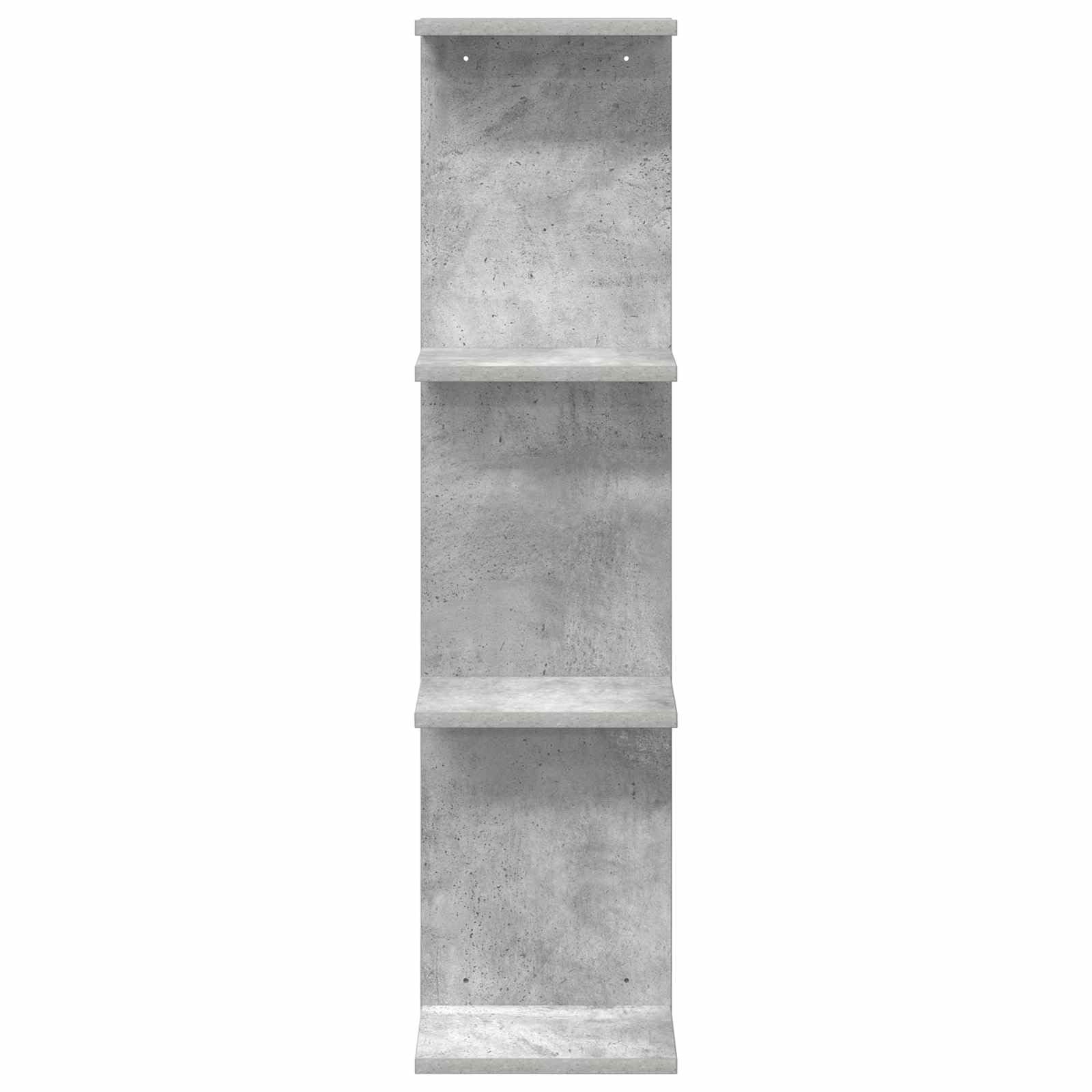 Regał ścienny, zestaw 2 sztuk, szary beton, 22 x 15 x 100 cm, materiał drewnopochodny, montaż na ścianie, do dekoracji książek, do salonu, sypialni, korytarza, biura, montaż