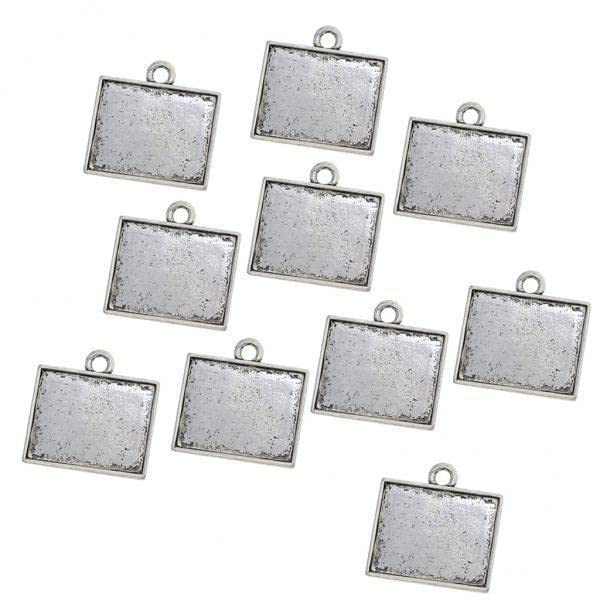 Club Bollywood®2x10x Antique Silver Rectangle Cabochon Bezel Pendants Tray Cameo Base Setting|Jewelry & Watches | Fashion Jewelry |(2 Pack)