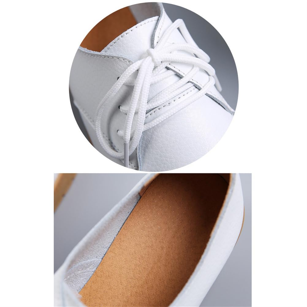 Zapatos Oxford De Cuña para Mujer De Cuero con Cordones para Oficina Trabajo Punta Lisa Informales De Negocios