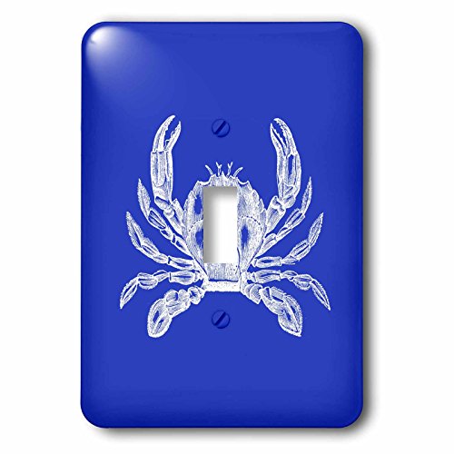 Interruptor de luz de cangrejo blanco y azul marino 3dRose lsp_164896_1 3