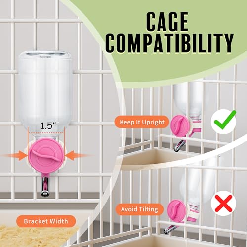 Image of Choco Nose Patented Mini No-Drip Water Bottle /Feeder for Hamsters /Hedgehogs /Gliders /Rats /Mice /Other Small Pets and Animals - for Cages, Crates or Wall Mount. 10.2oz. Nozzle 10mm, Pink (C125)