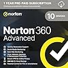 Norton 360 Advanced 2025 | 10 Devices and 12 Month Subscription Automatic Renewal, Includes Identity Resoration Support, Social Media Monitoring & VPN, PC/Mac/iOS/Android |Activation Code by email