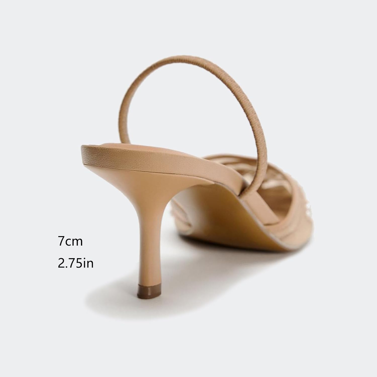 Lymphvity Women's Mesh Embroidered Slingback Heels with Bead Elegant Backless Kitten Heels Pointed Toe Wedding Bridal Dress Pumps Shoes - Image 5