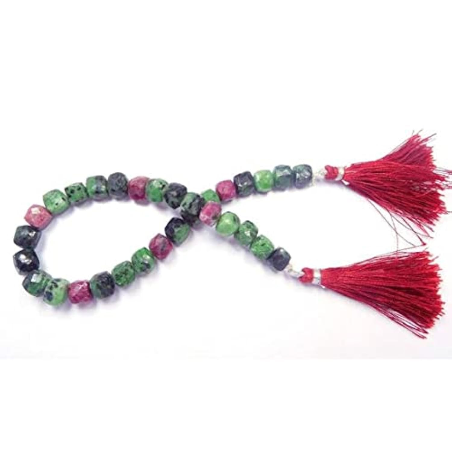 Rubyzosite naturelle en perles cubes 3D de 7-8 mm pour fabriquer des bracelets personnalisés