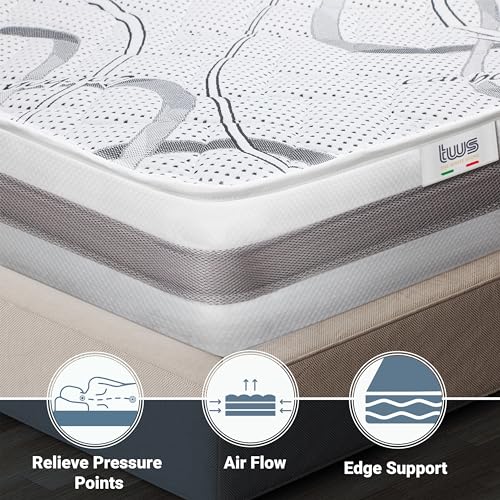 The White Stone Memory Foam-Matratze 180 x 200 | Höhe 22cm | Hypoallergener und atmungsaktiver Stoff | Orthopädische und selbstmodellierende Eigenschaften | Hergestellt in Italien