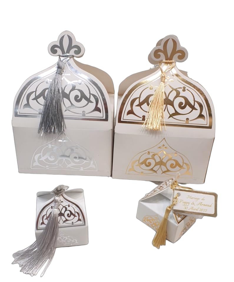 Boite A Gateaux Boite Mariage Dounia Mariage Boite U00e0 Gâteau Doré 25 Pièces Dragées Mariage Boîte Gateau