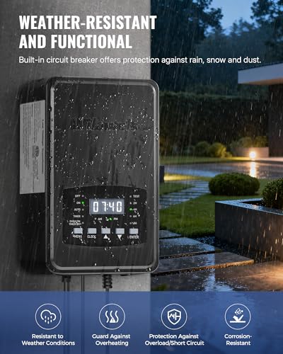 Image of 500W Low Voltage Landscape Transformer, Weatherproof Outdoor Low Voltage Transformer, 120V AC to 12 /14V AC, Landscape Lighting Transformer with Timer and Photocell Sensor, ETL Listed D14LT06