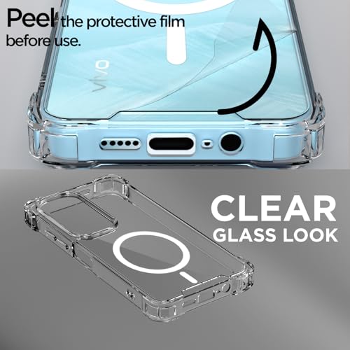 Image of Pikkme Back Cover for Vivo Y29 5G / Vivo Y19s 5G Mag-Safe Shockproof PC + TPU | Protective Case Magnetic Support | Bumper Case (Transparent Mag-Safe)