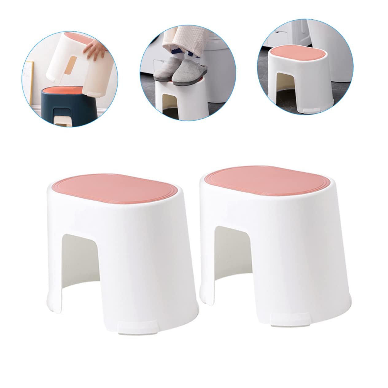 IWOWHERO Toilet Stepping Stool Plastic Foot Stool Set Nonslip Bathroom Sturdy and Durable