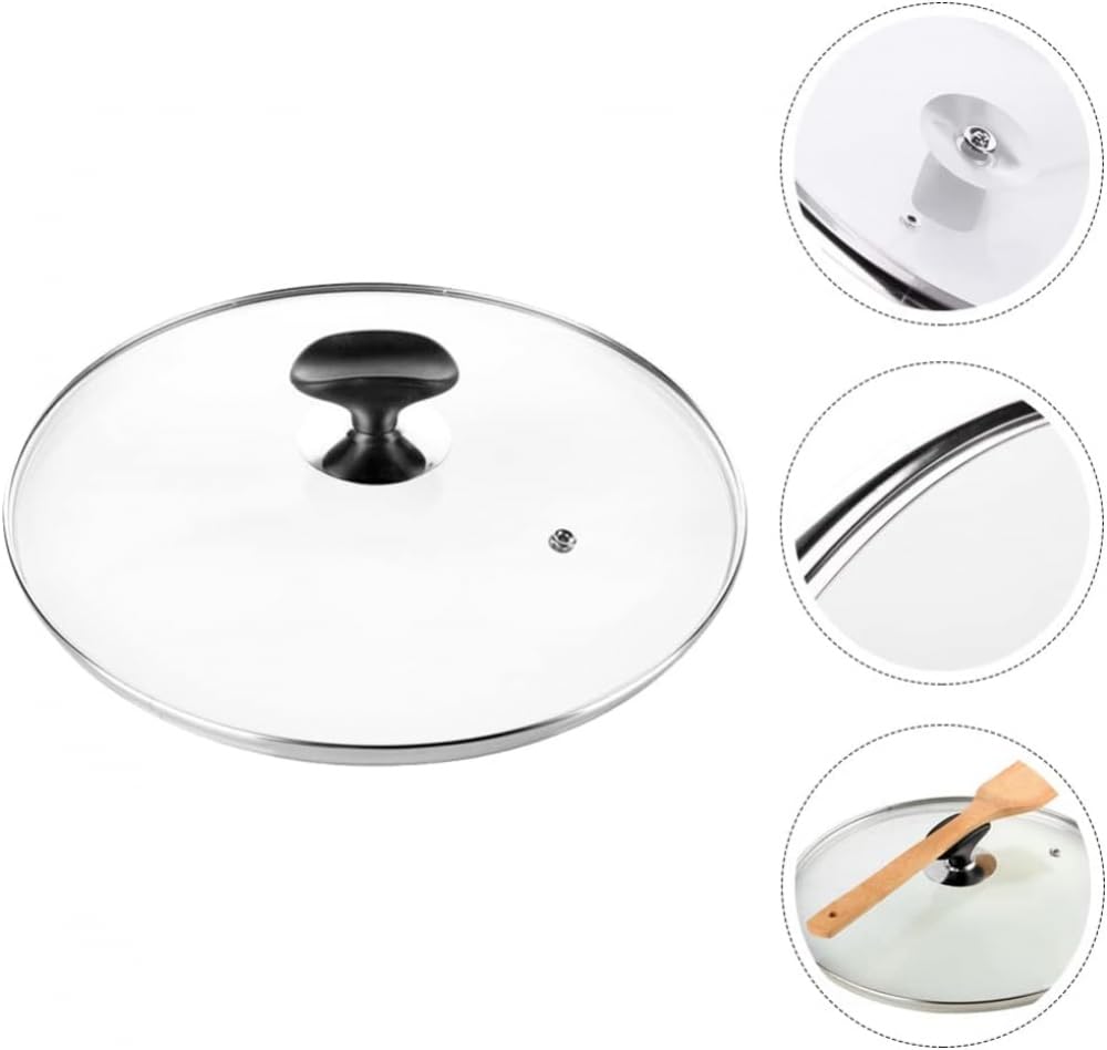 Utensili da cucina in silicone, coperchio universale per pentole in vetro, coperchio per padella, coperchio di ricambio lavabile in lavastoviglie, con pomello per poggiamestolo, 36 cm