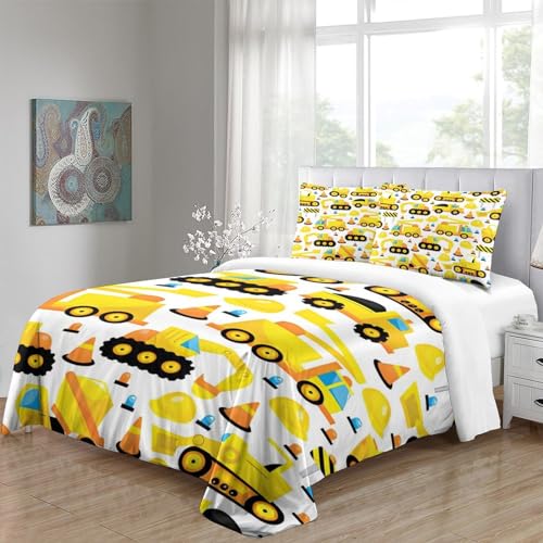Housse de couette excavatrice avec fermeture éclair parure microfibre 3D - 5