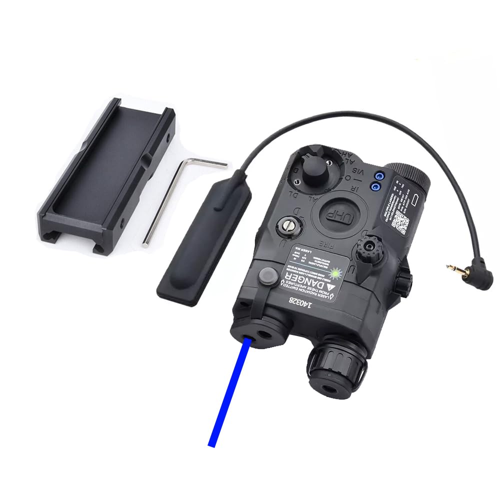 Nylon PEQ15 Box Laser Sight(with IR + Blue Aiming Laser + 200 Lumens White LED Flashlight), with Pressure Switch & Pressure Switch Slot Mount Pocket, for 20mm Rail, Black