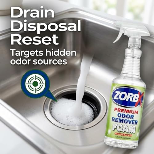 Image of ZORBX Unscented Odor Remover Foam 32 Oz, Hospital-Grade, Extra Strength | Fragrance-Free Permanent Odor Eliminator Foamer for Pets, Drains, Garbage Disposal, Carpets, Bathroom & Kitchen