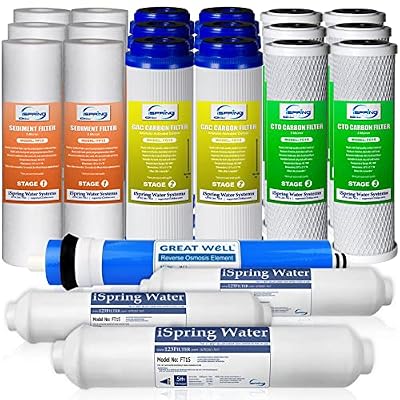 iSpring F22-100 5-Stage 100GPD 3-Year Water Filter Replacement Cartridge Supply, Fits RCC1P, White