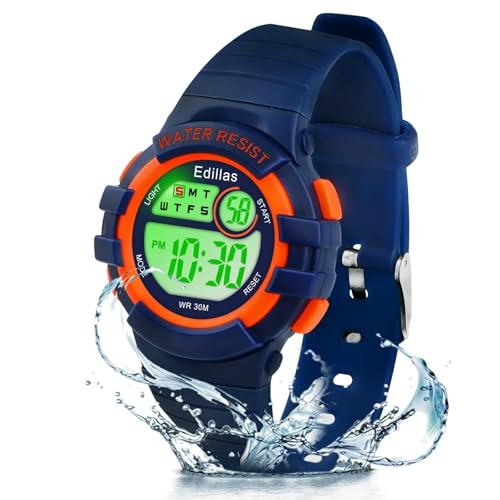 Image of Edillas Kids Watches Digital Girls Boys, 7 Colors Light Wrist Watch for Child Waterproof Sport Outdoor Multifunctional Wristwatches with Stopwatch /Alarm for Ages 4-15
