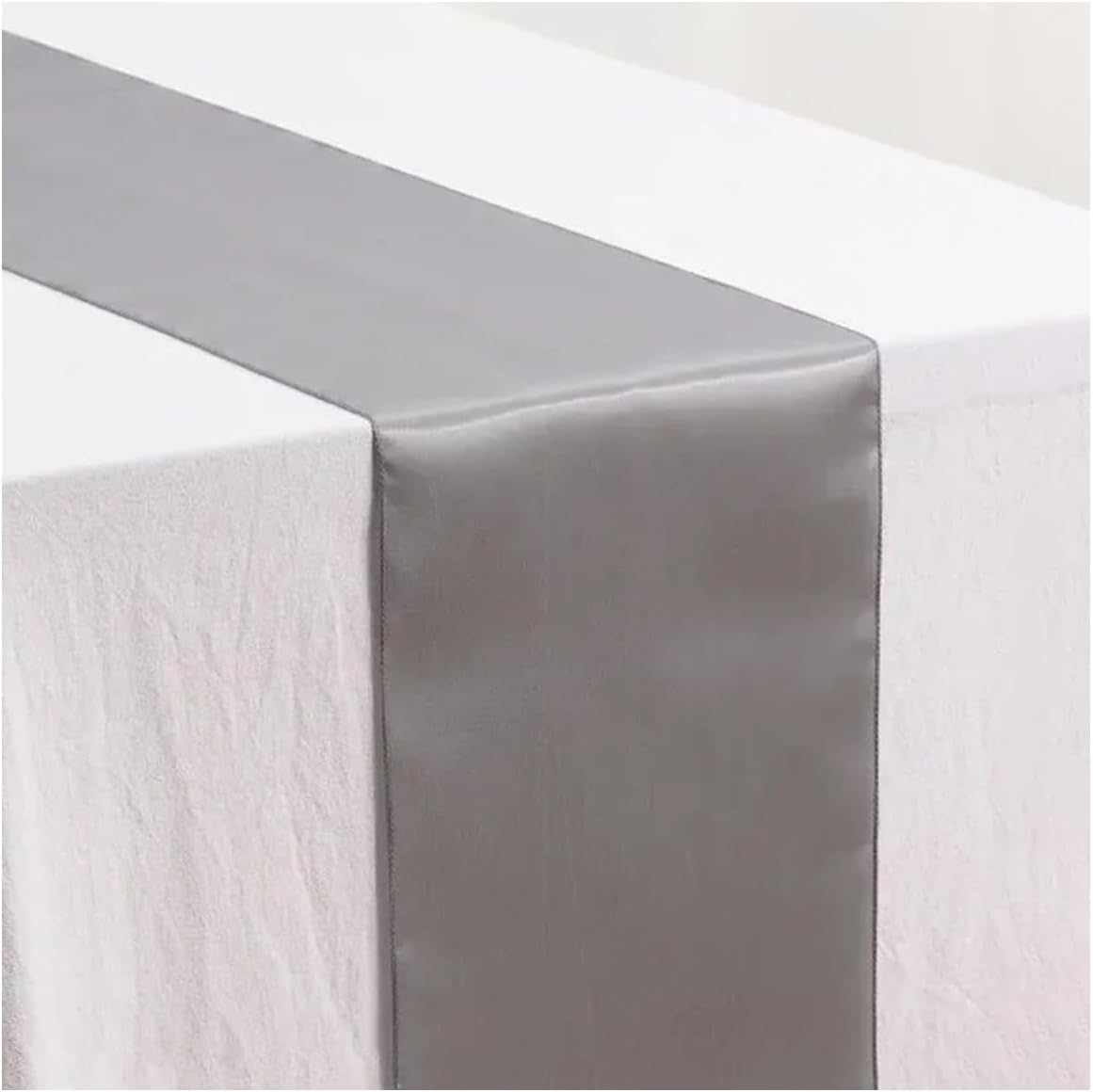 Silk Satin Table Runner, 11.81in x 9.02ft Luxury Smooth Table Decor for Wedding Party Banquets - Grey