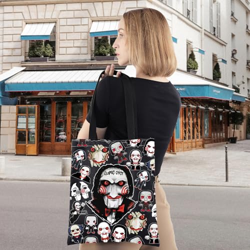 Bolso tipo tote KEYCHIN 'Jigsaw Killer', para fans de terror y rompecabezas, con diseño de Billy el títere, regalo temático miniatura 7