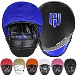 Hawk Sports Punching Mitts for Men, Women, & Kids, Leather Focus Mitts for Martial Arts & Boxing Training, Curved Punch Mitts for Karate, Kickboxing, Krav MAGA, Muay Thai & Taekwondo (Blue)