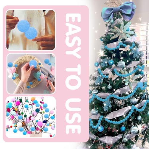 TOAOB 50 Stück Pompons zum Basteln Groß 5 cm Blau Pompom Flauschigen Plüsch set Bälle Kunst Bommel mit Selbstklebend Wackelaugen für Dekorieren Verzieren Nähen DIY Lustige Kreativen Handwerk